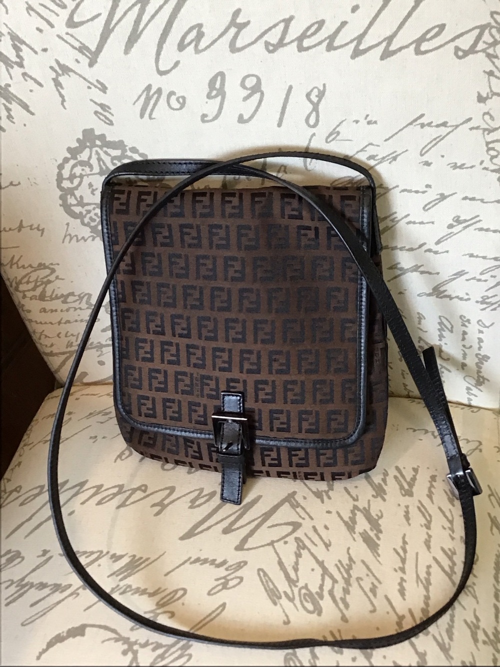Fendi Brown Zucca Crossbody Shoulder Bag